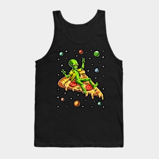 Alien Riding Pizza Tank Top